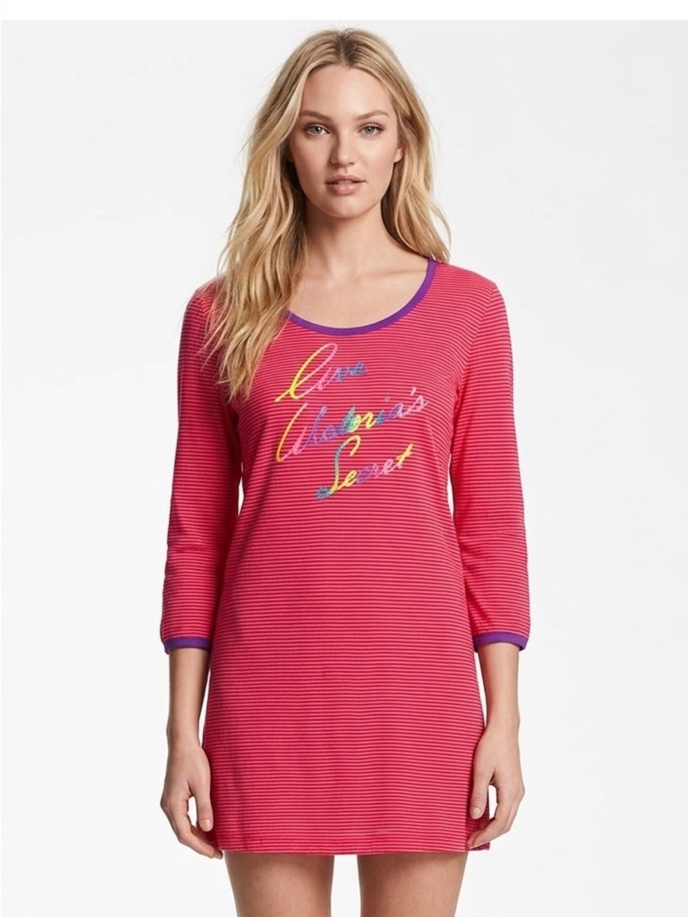 Victoria’s Secret pink striped pajamas shirt cotton size XLarge